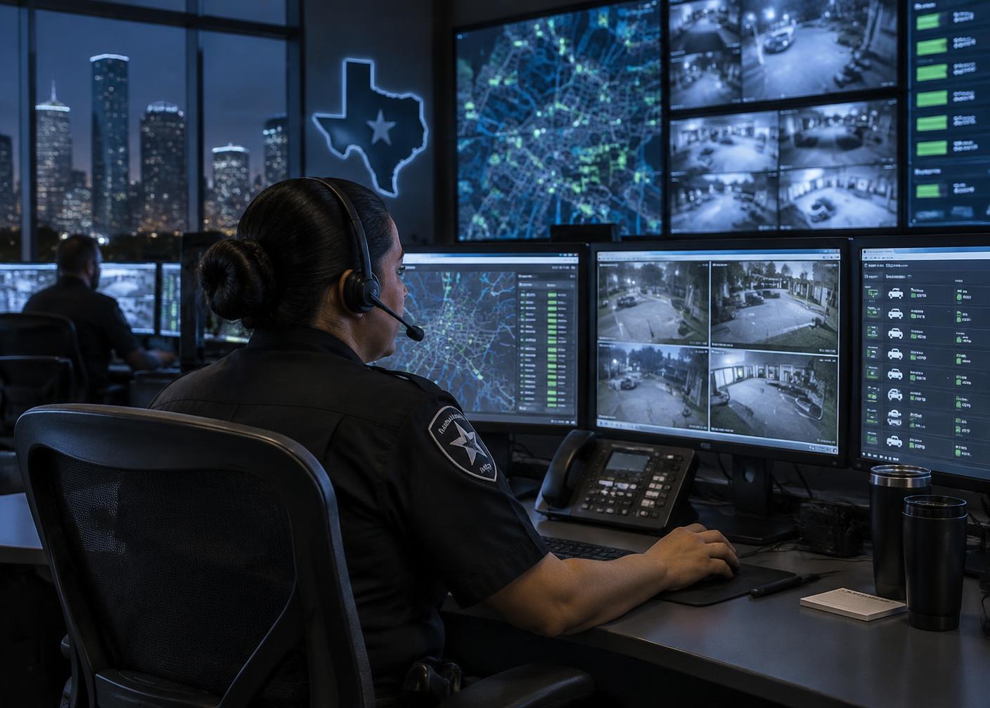 Security operations specialists monitoring field activity